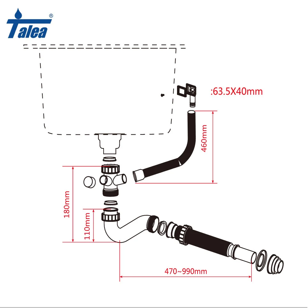 Talea Single Sink strainer hose Drain pipes basin Pipe kit Cess-Pipe Kitchen Sink Drainer Plumbing Hose Kitchen Sewer pipe