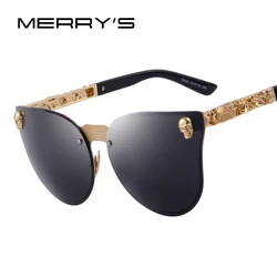 MERRYS moda donna occhiali gotici montatura teschio metallo tempio Oculos de sol UV400