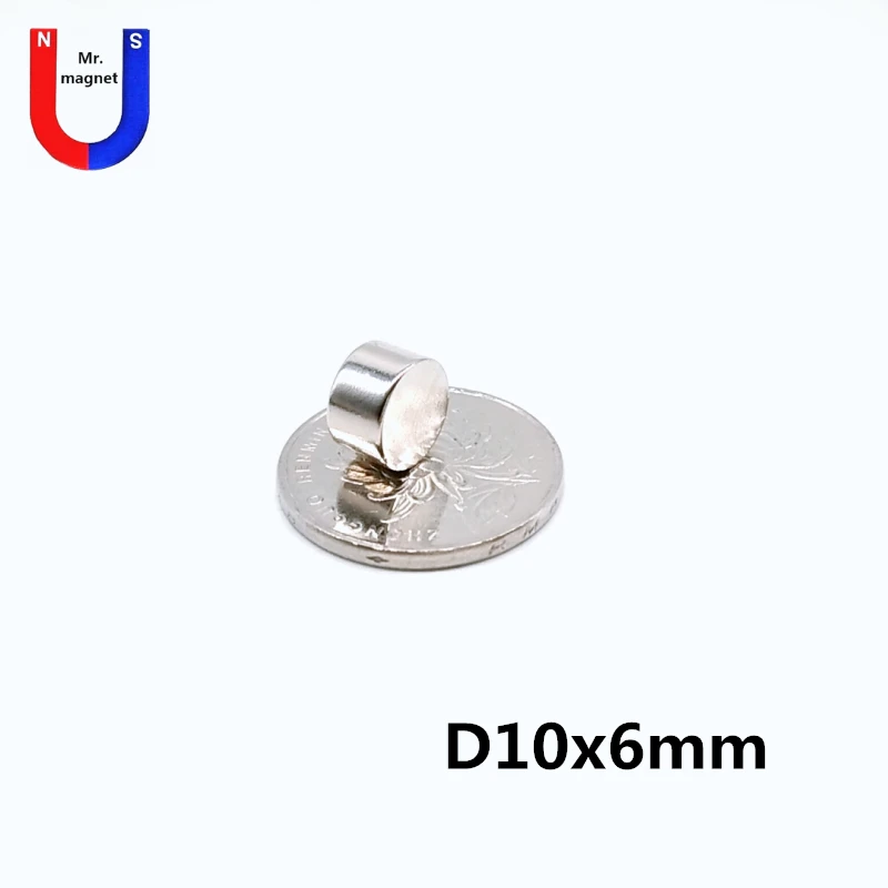 500pcs 10x6 magnet 10x6mm Super strong sticking neo neodymium D10x6 magnets N35 D10x6mm, 10*6mm permanent magnet 10*6