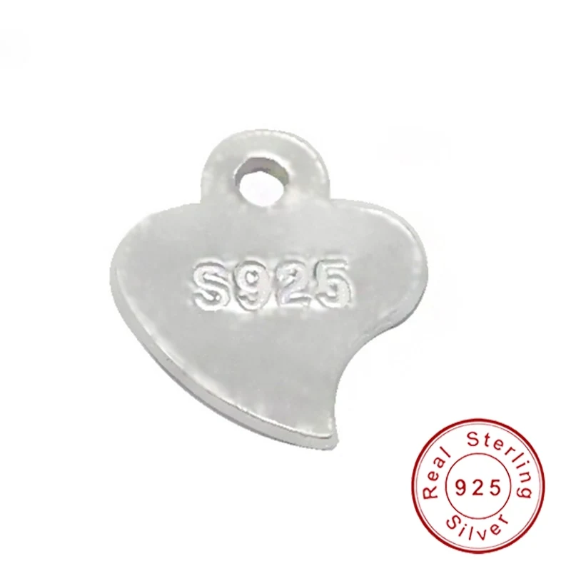 5x6.5mm Real 925 Sterling Silver Small Heart Shape End Tail Chain Tag Charms DIY Jewelry Accessories 50 pcs/lot STA-5x6.5mm