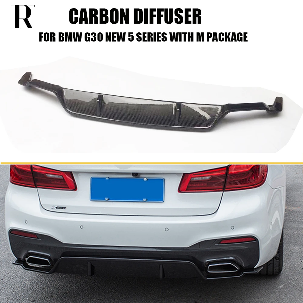 3D Style Carbon Fiber Rear Bumper Diffuser for BMW G30 G31 520 530 540 550 With M Package 2017 up