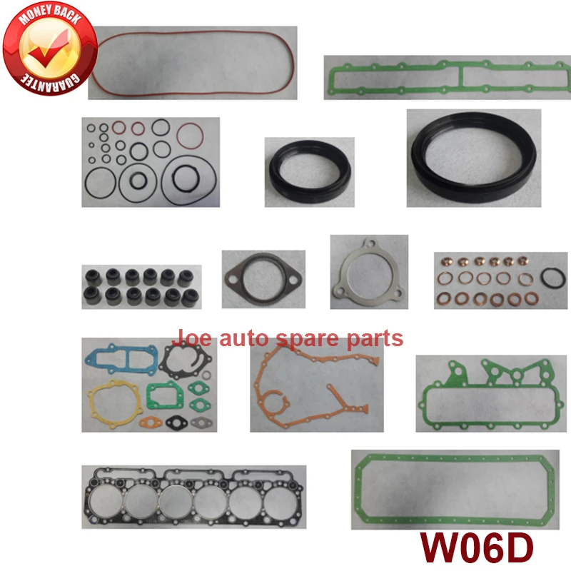 

W06D complete repair Overhaul engine full gasket set kit for Hino truck