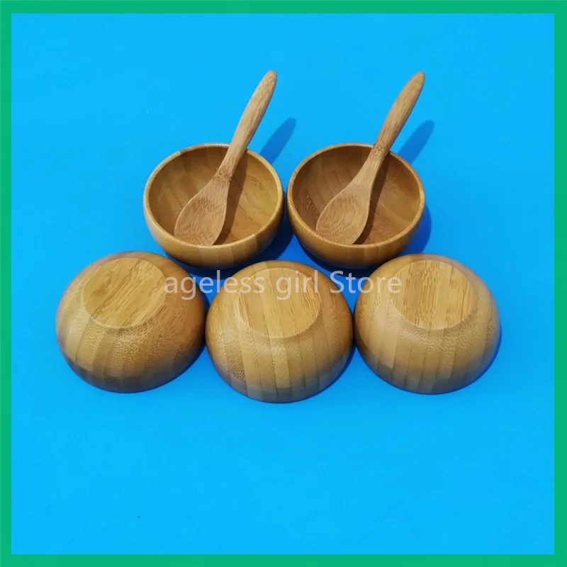 5/10/30 /50pcs 50g Bamboo Facial Mask Bowl With Spoon Face Cream Bowl Eye Cream Bowl Makeup Cosmetic Wooden Mask Refillacle Bott