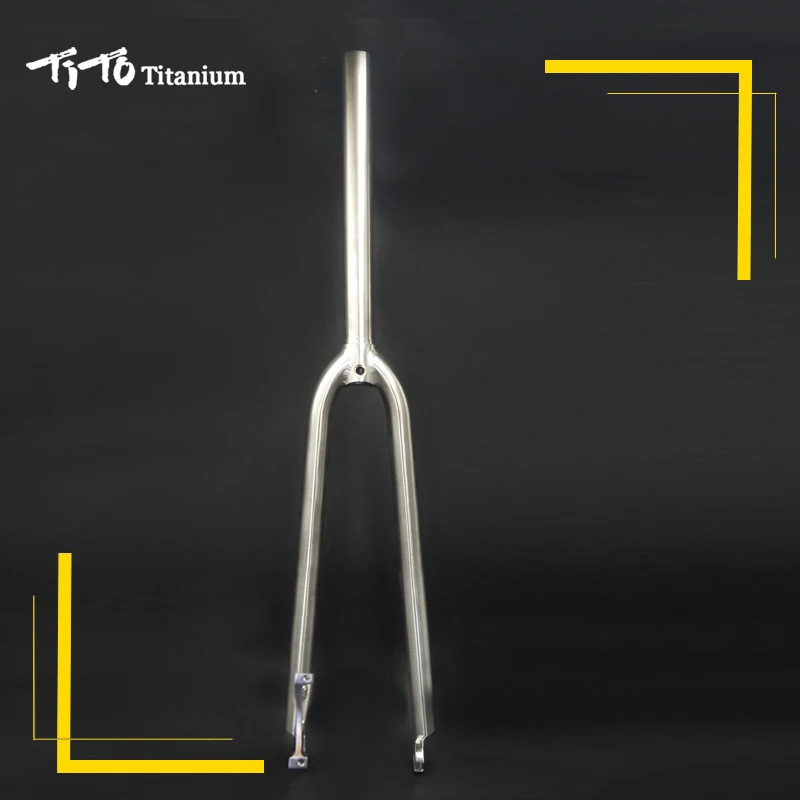 TiTo Gr.9 Titanium alloy road bike front fork 700C disc brake Bicycle Fork break wind Titanium fork Elliptical tarped shape tube