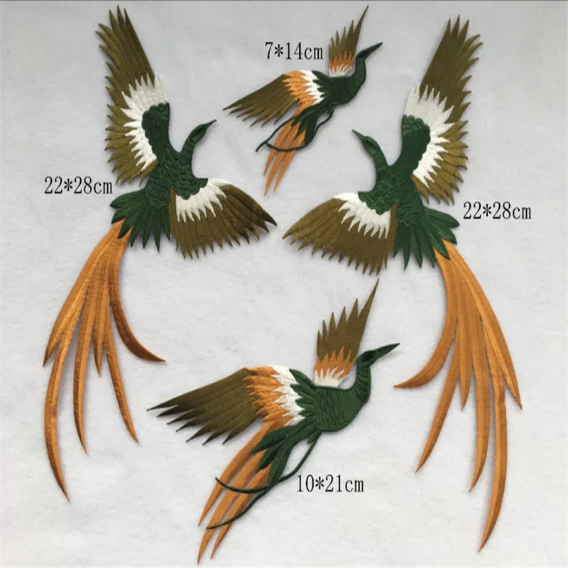 1Set 4Pcs Bird Embroidery Patch Animal Applique Iron On Clothes Sewing Clothing Accessories Military Patches Blue Green