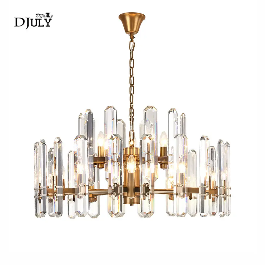 

American luxury k9 crystal copper chandelier for villa hotel living room modern design home deco hanging light fixtures lustre