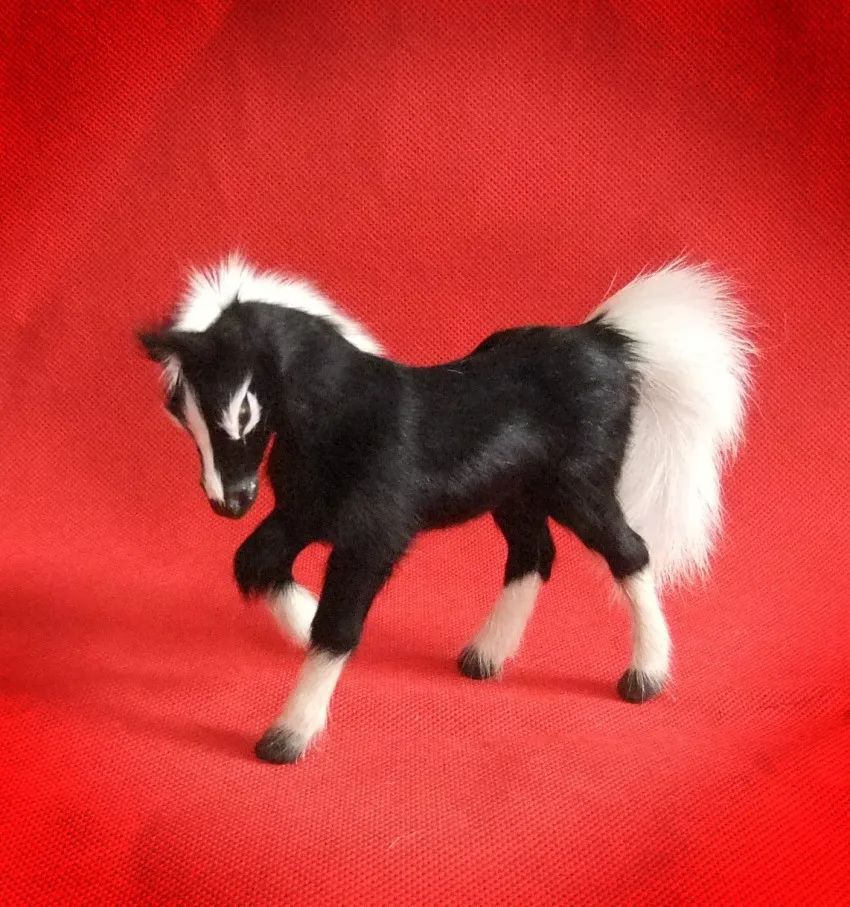 

artificial animal 11x10cm black horse toy fur& polyethylene model home Furnishing decoration,Christmas gift h4293