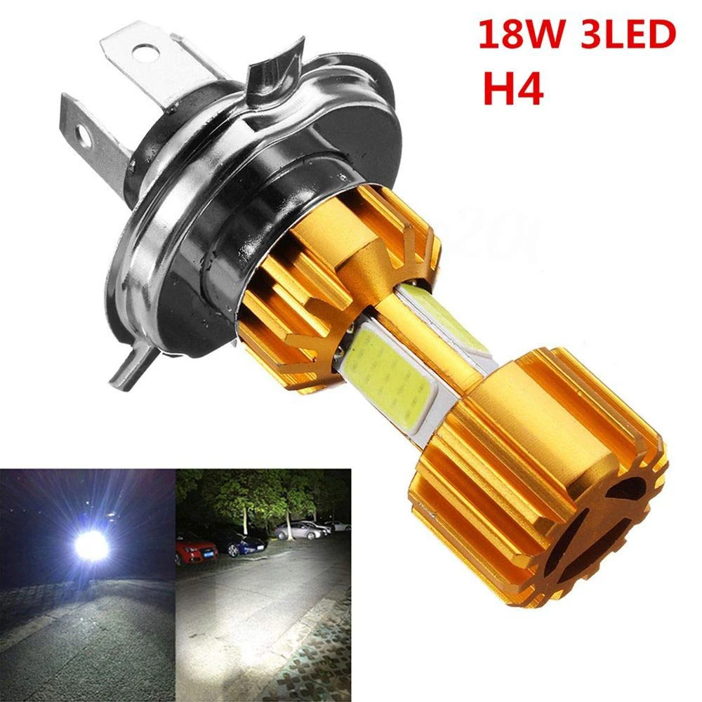 COB 18W H4 Connect  LED Motorcycle White Light Headlight Bulb 2000LM 6000K High / Low Beam Light Newest Headlight Bulb