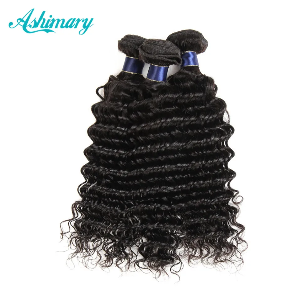 Ashimary Deep Wave Brazilian Hair Weave Bundels 100% Human Hair Bundels Deals Remy Hair Extensions 8-26 Inch