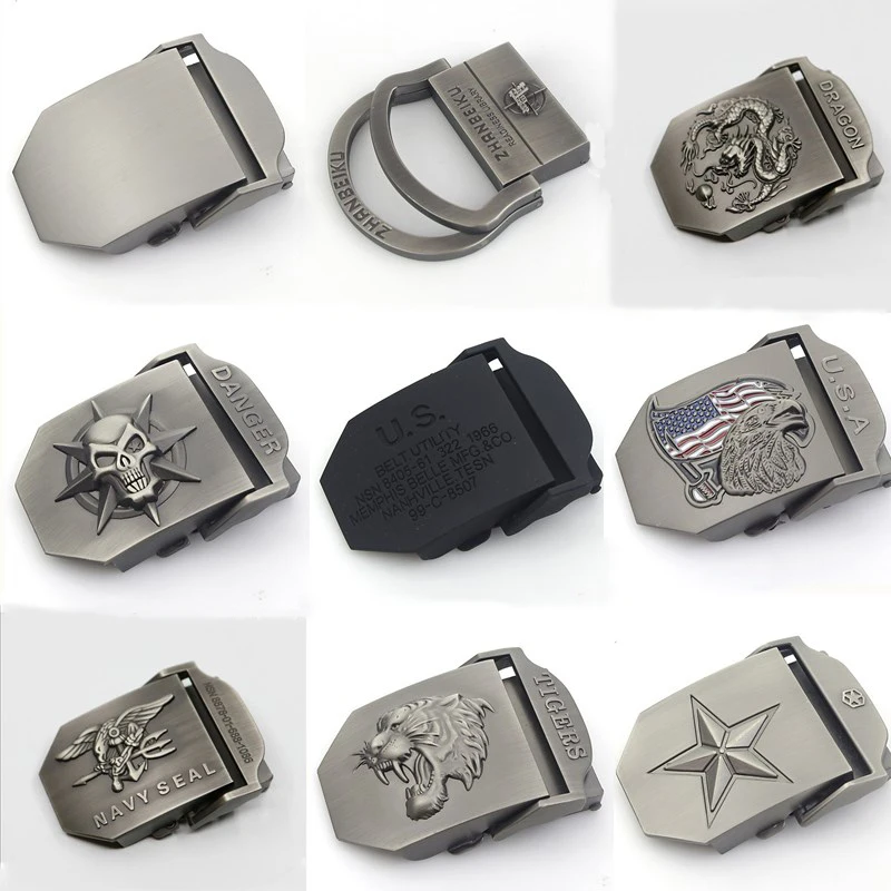 BOKADIAO Canvas Belt Only Buckle Alloy Metal Buckle 4.5 X 6.8cm Luxury Military Army Tactical Belt Buckle with Width 3.8cm Belts 