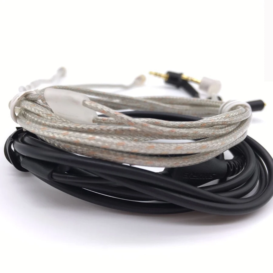 MMCX обновленный разъем SE215, оригинальные Позолоченные наушники, гарнитура, черные и Серебристые наушники, кабель для Shure SE315, SE425, SE535, SE846