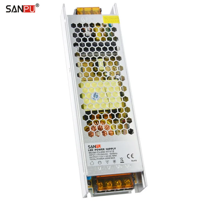 

SANPU SMPS 12V LED Power Supply Unit 300W 25A AC to DC Lighting Transformer Slim Driver 12VDC Converter Fanless for Indoor LEDs