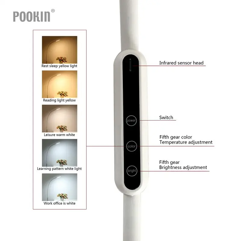 Imagem -04 - Inteligente Led Proteção para os Olhos Candeeiro de pé em pé Toque Conduziu a Lâmpada de Controle Remoto para o Quarto Levou Luz 5-nível de Brilho & Cor