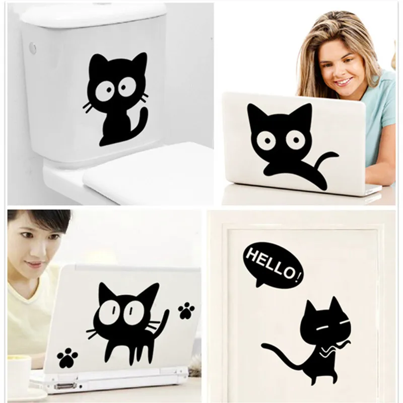 2Pcs wall decals Wall stickers for kids home decor Cat cartoon posters Multi function Fridge Magnets for bathroom computer door