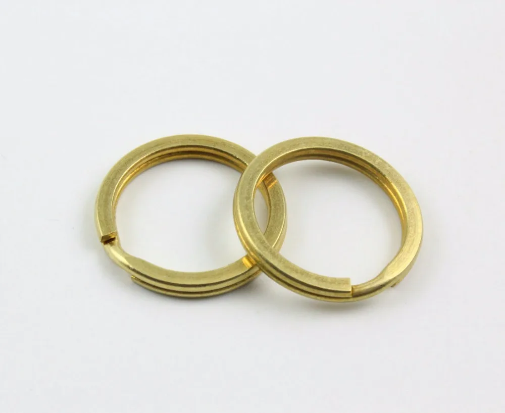 20 Pieces 20mm Solid Brass Split Key Ring - Flat