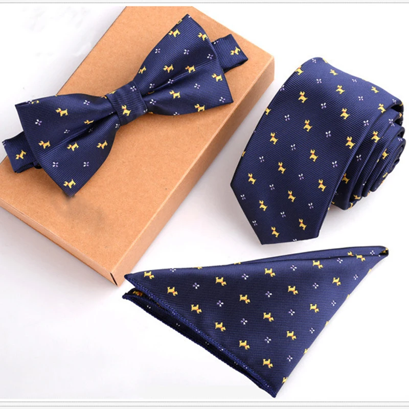 RBOCOTT Tie Sets Mens Slim Tie Dot Floral Ties Hanky Bowtie 6cm Blue Necktie Pocket Square Bow ties For Men Wedding Party No Box