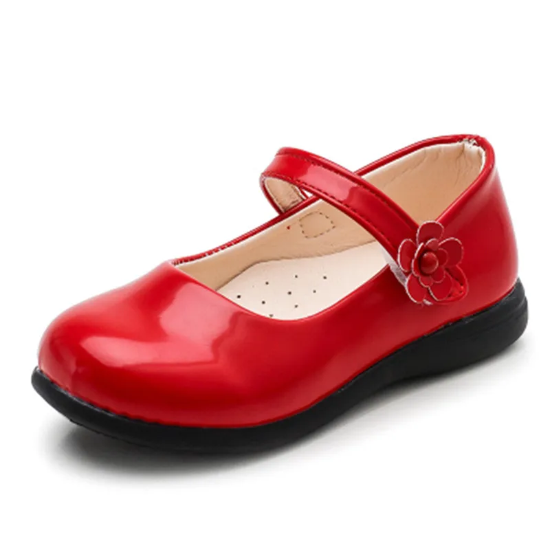 Chaussures d\'école en cuir pour filles, chaussures pour enfants, noir, rouge, blanc, étudiant, 3, 4, 5, 6, 7, 8, 9, 10, 15 ans, printemps, nouveau,