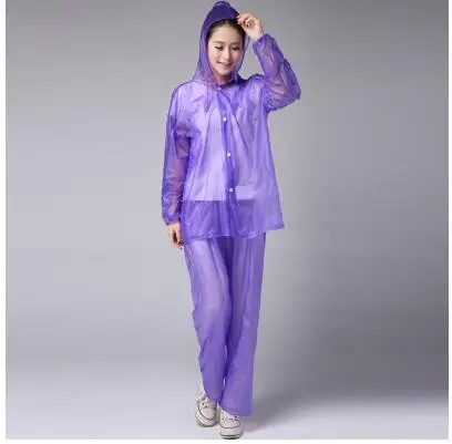 Fashion transparent raincoat suits plastic adult waterproof Split clothing outdoor