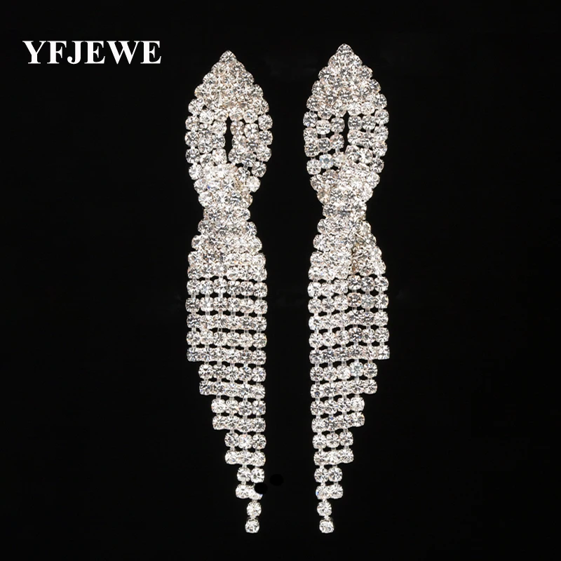 Fashion New Design Crystal Water Drop Tassel Long Earrings Elegant Women Wedding Accessories for Bridal Jewelry E448