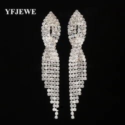 Fashion New Design Crystal Water Drop Tassel Long Earrings Elegant Women Wedding Accessories for Bridal Jewelry E448