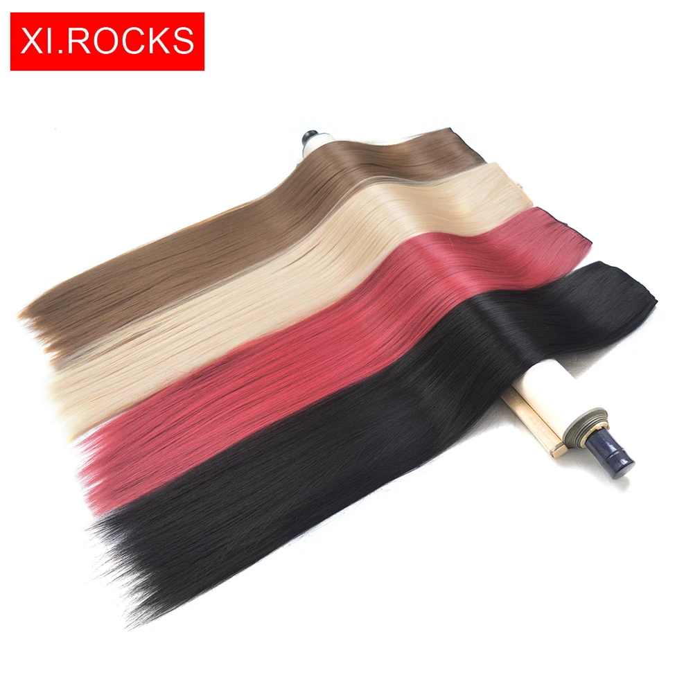 Xi.Rocks WJZ12070/1p 25ColorSynthetic 70cm Long Straight wig On Hairpins False Hair Clip In Hair Extension Black wigs Extensions