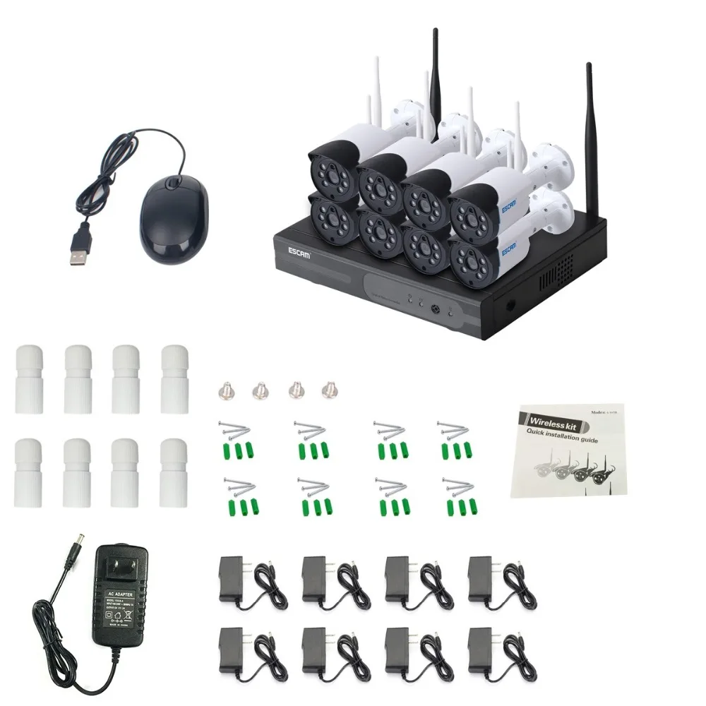 

2019 hot sale ESCAM WNK804 720P CCTV system 8CH HD wireless NVR kit 8CH HD wireless NVR kit