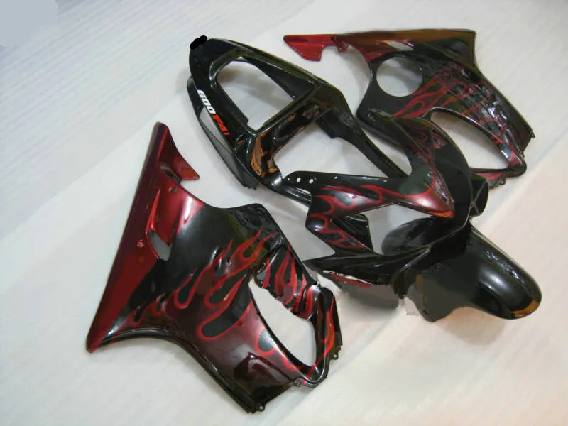 

km For CBR600 F4i 2001-2003 CBR600F4i 01 02 03 CBRF4i Red flames black Motorcycle Fairing Injection molding