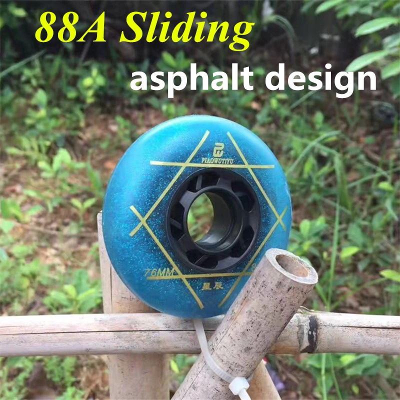 88A Asphalt Inline Skates Wheel Slide Roller Wheels 80mm 76mm 72mm Blue Silver Skating Rodas for SEBA High HV KSJ IGOR 8 pcs/lot