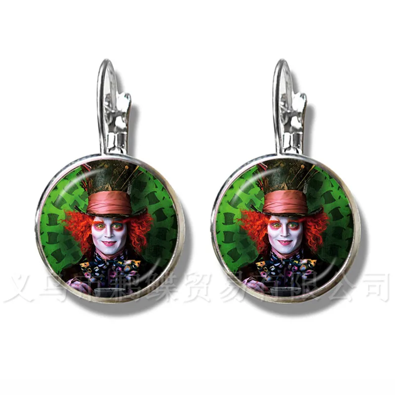 A Mad Tea Party Mad Hatter March Hare Fairy Tale Art Classic Earrings Alice In Wonderland Silver Plated Stud Earrings