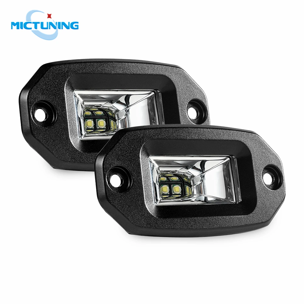 

MICTUNING 4.3'' 20W Flush Mount Led Pods Flood LED Work Light Bar Offroad Rear Backup Driving Fog Lamp for Truck Pickups Trailer