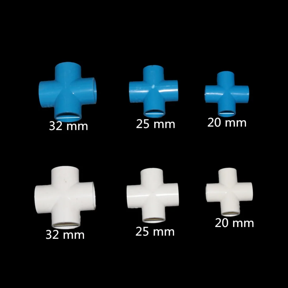 Inner 32mm,25mm,20mm PVC Pipe Cross connector Industry Water Pipe joint Adapter Water Supply and Drainage Fittings