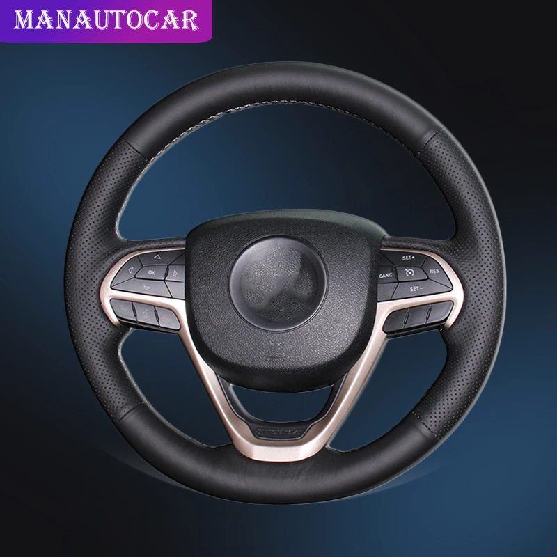 

Автомобильный плетеный чехол на руль для Jeep Grand Cherokee 2014 2015 2016, аксессуары для интерьера, автомобильные чехлы «сделай сам», автомобильный Стайлинг