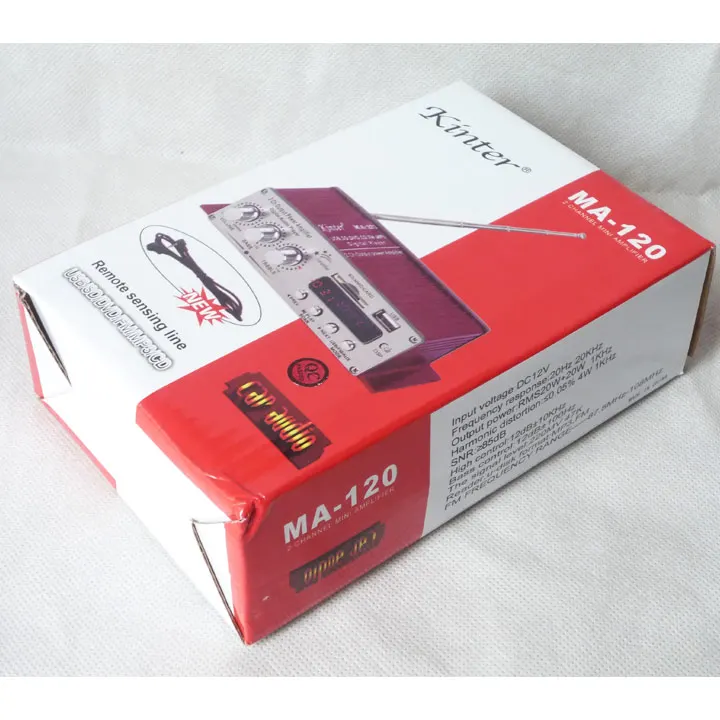 Mini amplificateur de puissance de voiture, ordinateur de mode MP3/USB/carte SD/FM stéréo, DC12V MA-120