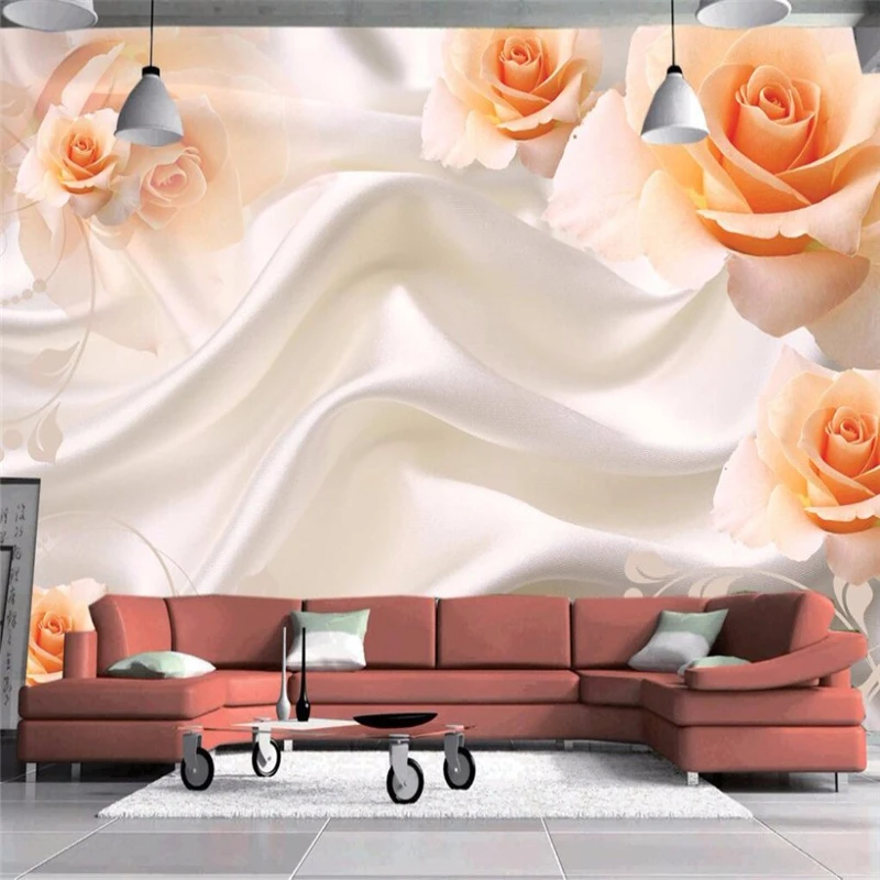 beibehang wallpaper-3d TV background large painting Line art silk roses murales hotel badroom mural wall paper for living room