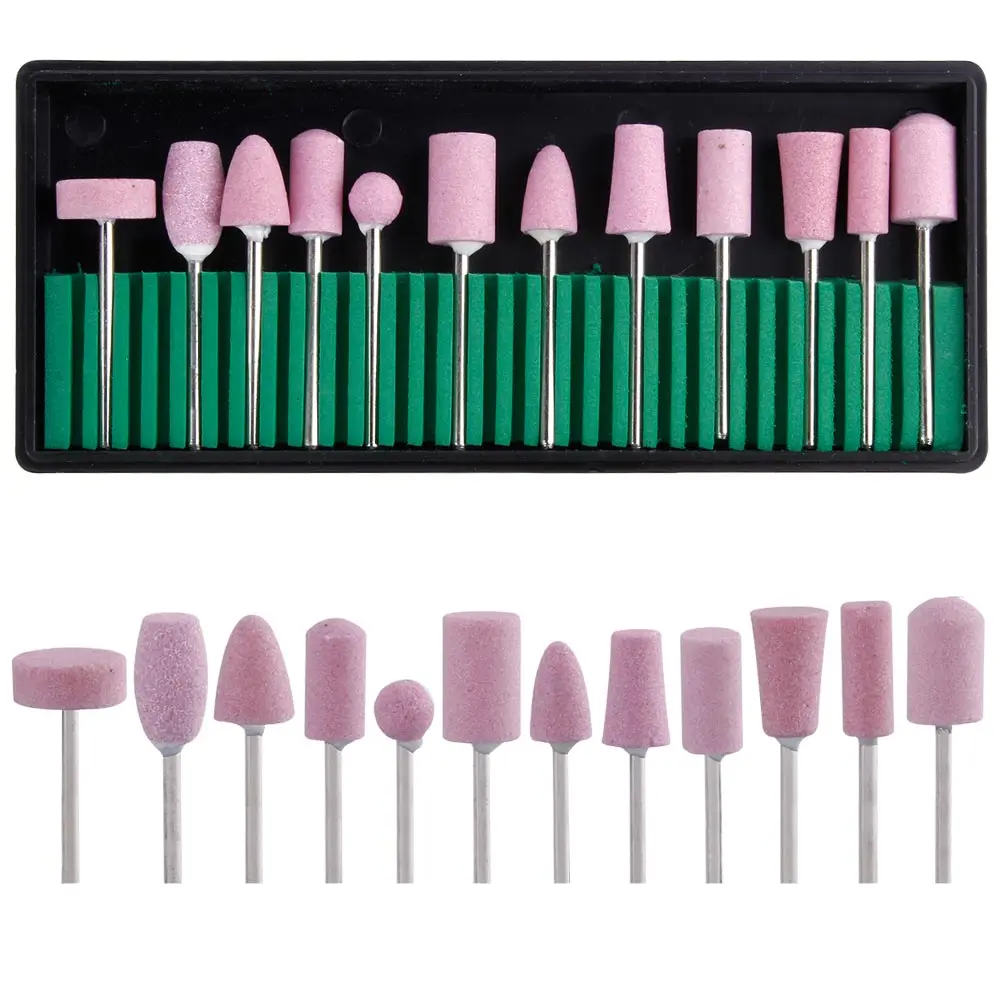 Conjunto de brocas de prego para máquina elétrica manicure, lixas de unhas, moagem de quartzo, 12pcs