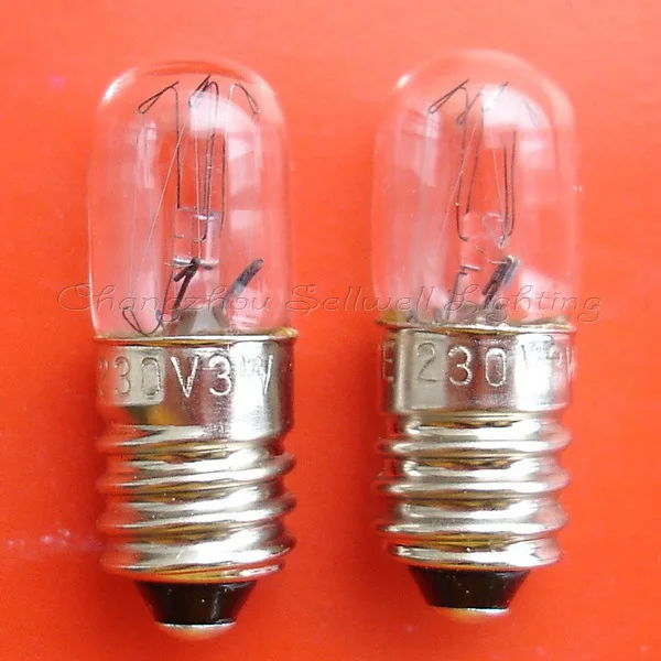 Miniature bulb 220v 240v 3w e10 t10x28 a506 sellwell lighting