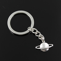 New Fashion Men 30mm Keychain DIY Metal Holder Chain Vintage Saturn Planet Spark 20x13mm Silver Color Pendant Gift