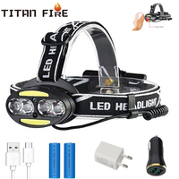 Motion Sensor Headlamp Headlight  COB Head Lamp USB Rechargeable Waterproof Infrared Induction Head Flashligh Fishing Camping