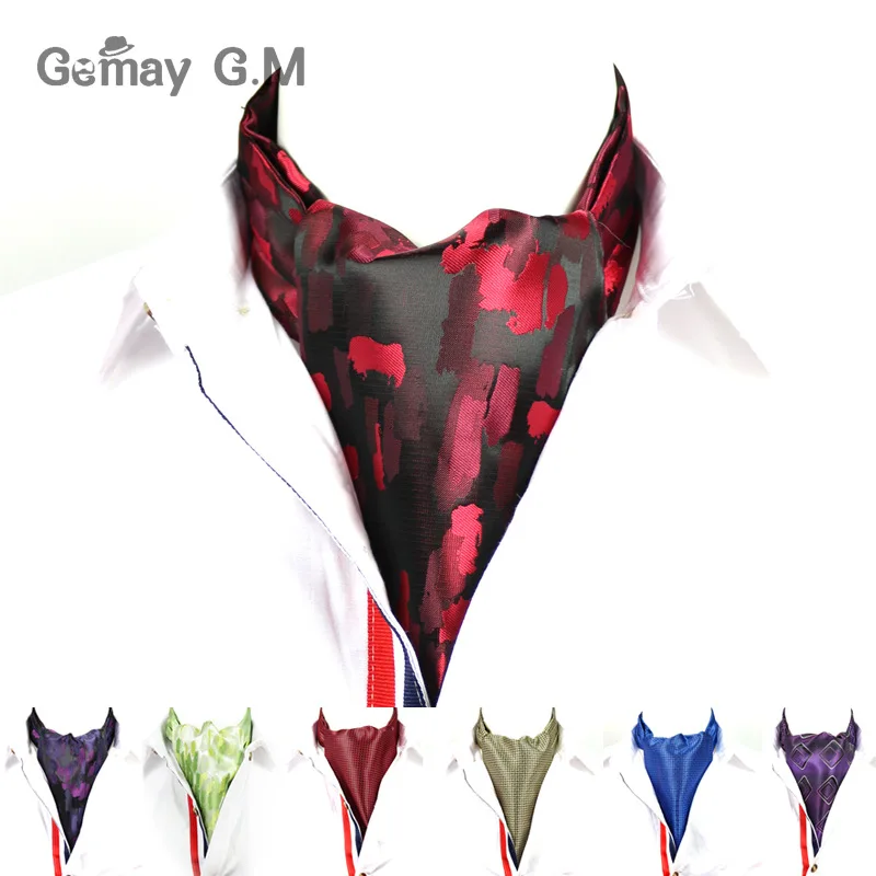 Men Vintage Wedding Ties Formal Cravat Ascot Scrunch Self British style Gentleman Polyester Neck Tie Luxury