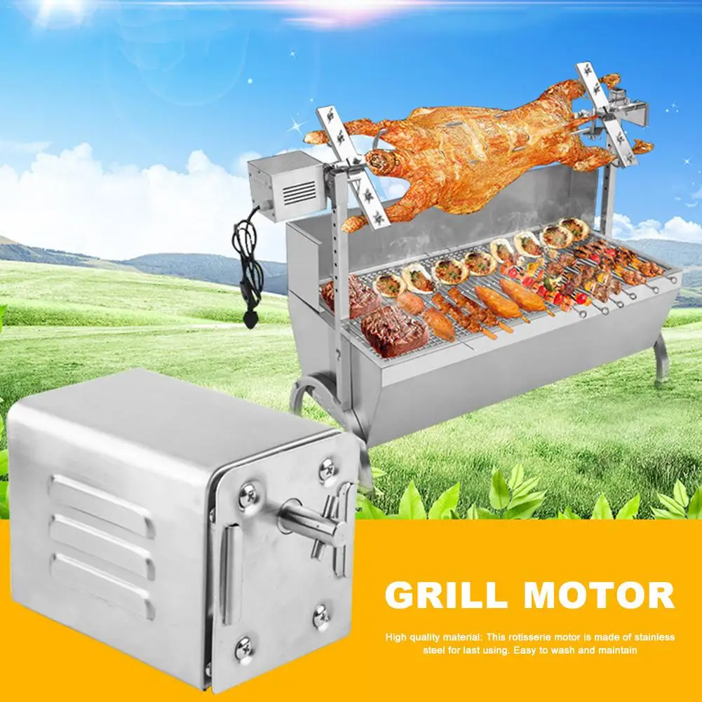 

15W 70kgs Pig Lamb Goat Chicken Charcoal BBQ Grill Outdoors Roaster Spit Rotisseries Cooking Electric Motor Stainless Steel