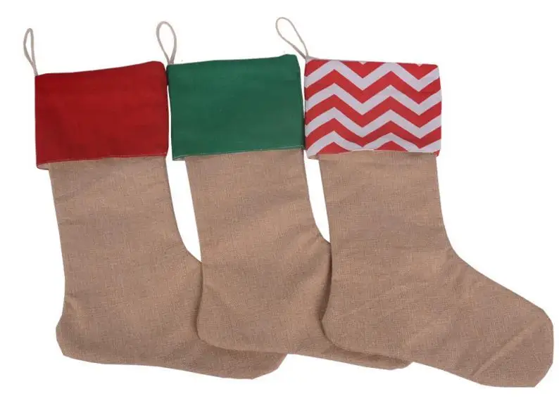 

Christmas Stockings cotton canvas wave stripe Sack Sock Santa Claus Candy Gift Bag Filler Xmas Hanging Decoration 30*45cm 3color