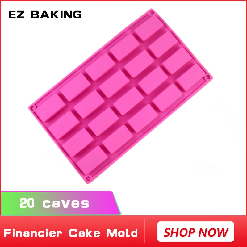 family baking design 20 holes Financier silicone nonstick bakeware chocolate making Gold bullion silicone mould free shipping