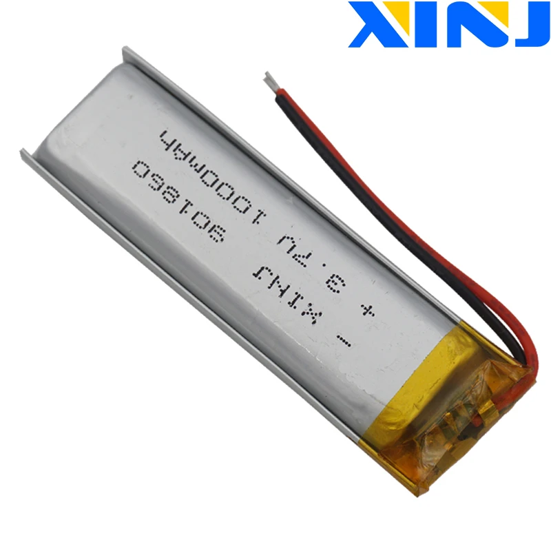 XINJ 3.7V 1000mAh akumulator litowo polimerowy akumulator litowy LiPo 901860 do kamery samochodowej DVR DVC GPS E-Book rejestrator jazdy