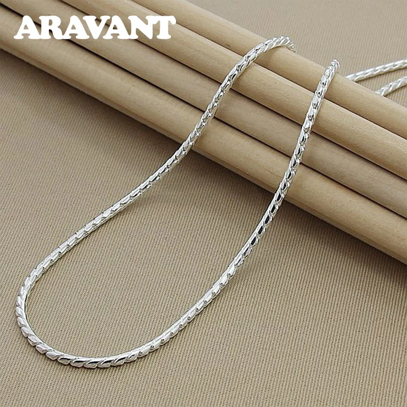 

925 Silver 4MM Twist Necklace Chain For Women Men Fashion Jewelry