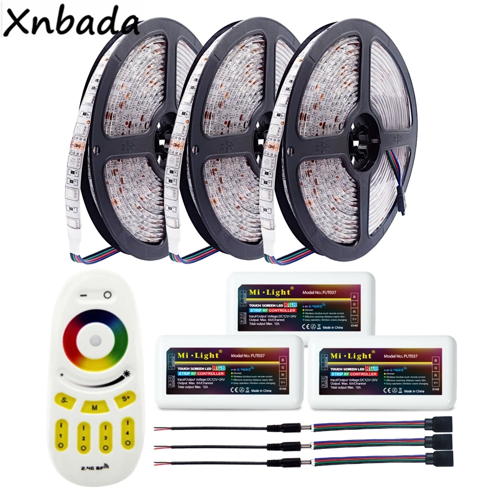 Highlight 5m 10m 15m 20m 5050SMD RGB Led Strip 60Leds/m Flexible Light DC12V Milight RGB Led Controller Remote Controller Kit