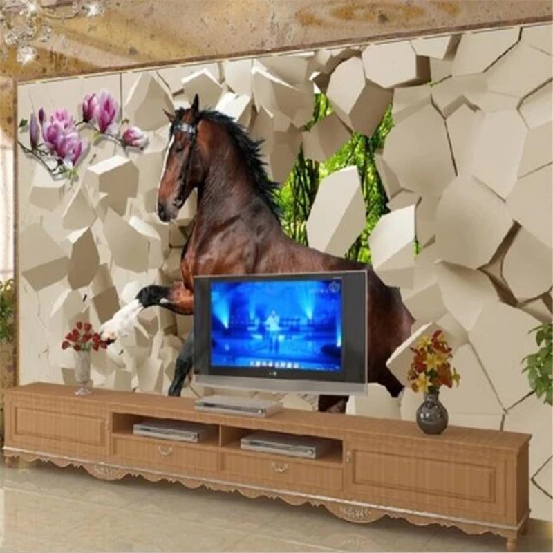 Custom wallpaper 3d horse living room bedroom horse TV background wall picture wall papers home decor papel de parede wallpaper