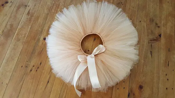 Cute Baby Girls Champagne Tutu Skirts Infant Ballet Tutus Pettiskirt with Ribbon Bow Newborn Birthday Party Costume Skirts
