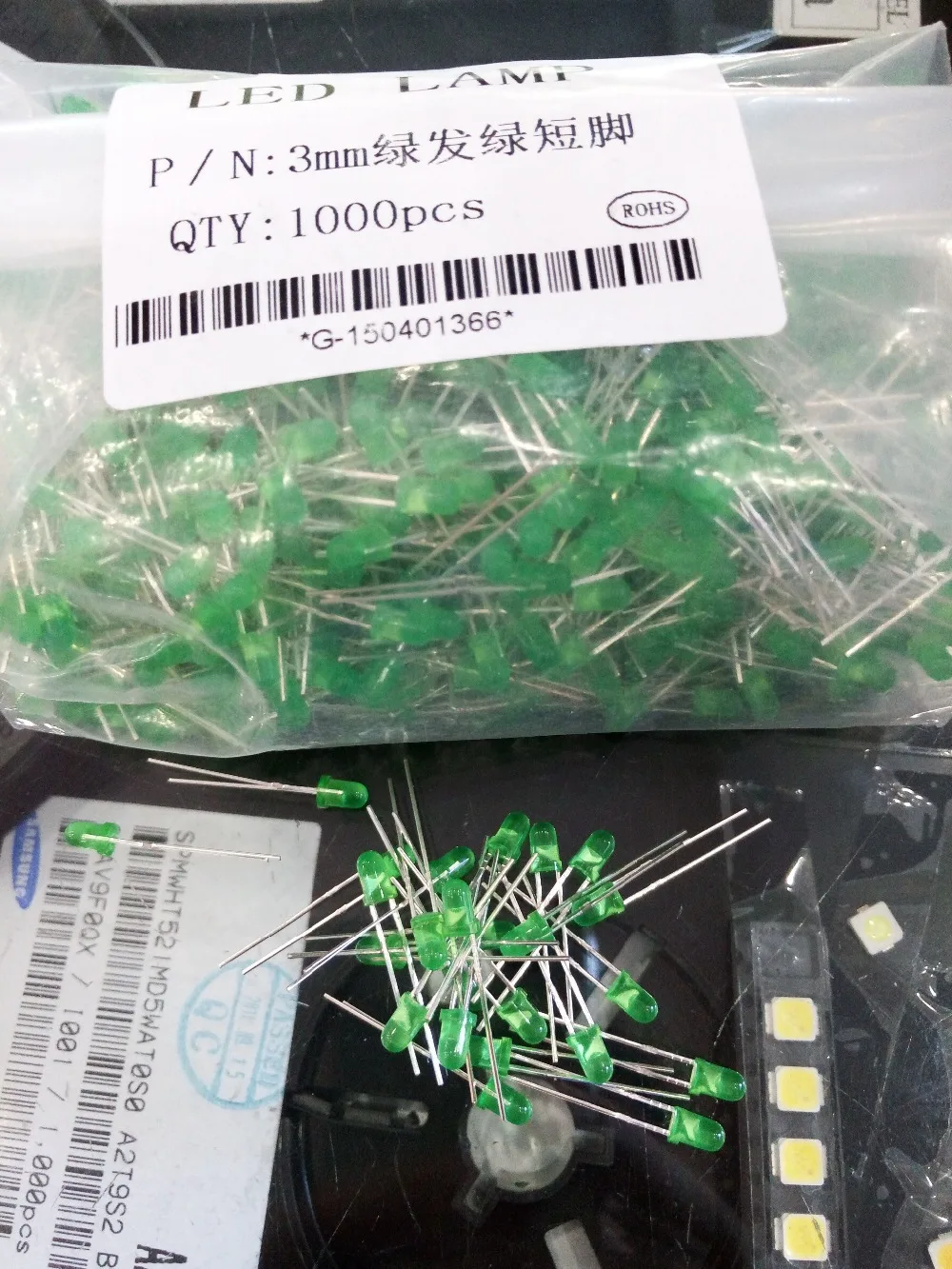 100PCS /LOT 3mm Green Colour LED Super Bright Light-Emitting Diodes Round   F3mm LED Green