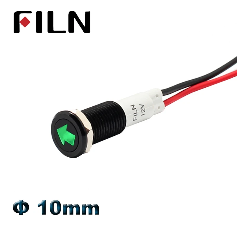 10mm car 12v led indicator light dashboard panel warning symbol red green blue white amber pilot lamp waterproof wire leading