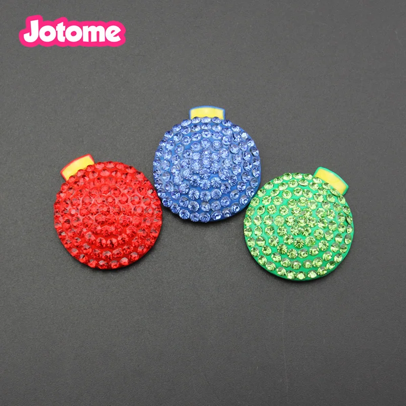 100pcs/lot Wholesale 30MM Clear 3colors Christmas decorative Flat Back Rhinestone Buttons Metal Crystal Glass Button